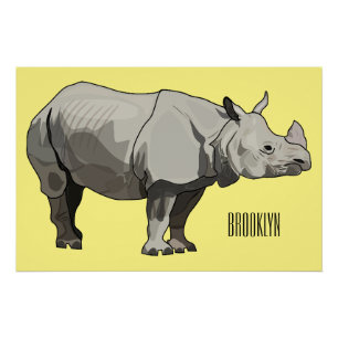 Pôster Imagem do desenho animado de Javan rhinoceros