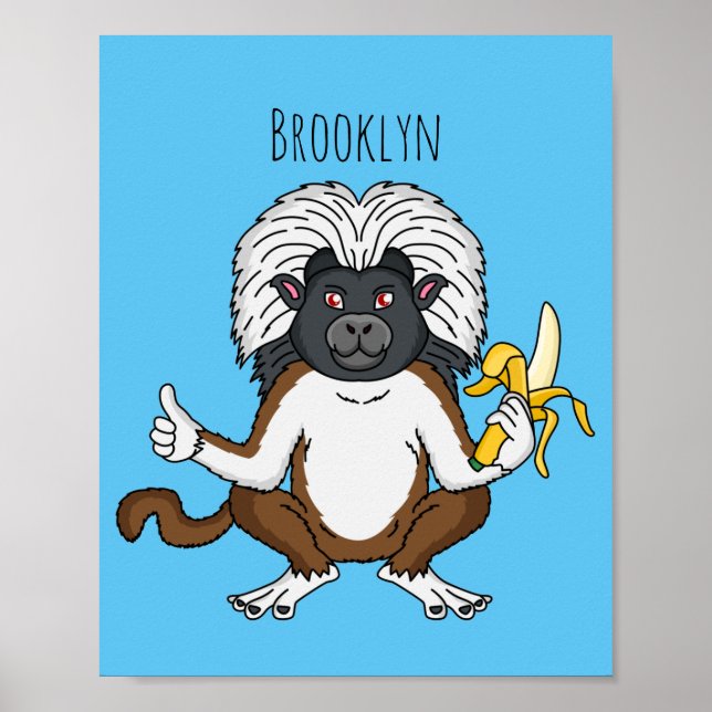 Poster Imagem do desenho do macaco Cotton Top Tamarin (Frente)
