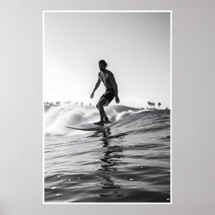 Poster Imagem do Surf preto e branco da Vintage