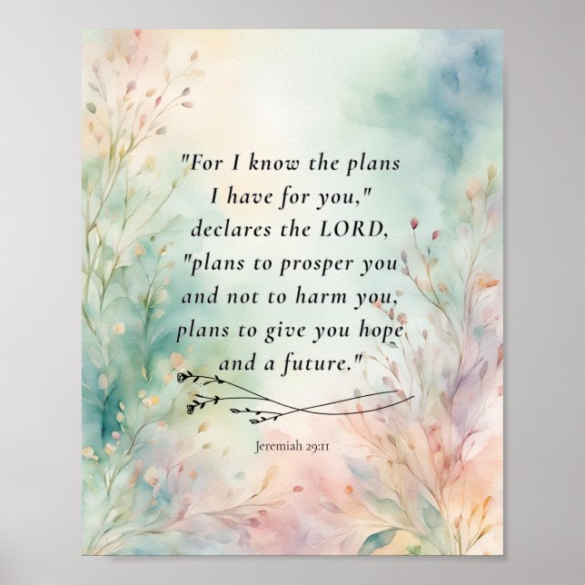 Poster Imagem do versículo da Bíblia Jeremias 29:11 (Frente)