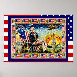 Poster Imagem do vintage da réplica, o 4 de julho "