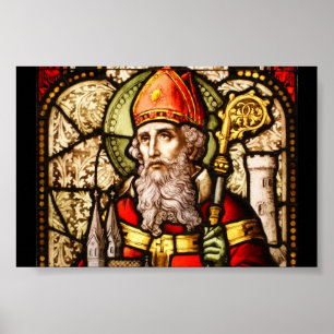 Poster Imagem do vitral do vintage de Patrick de santo