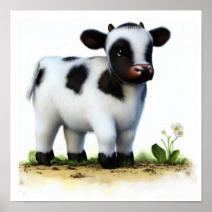 Poster Imagem em 3D de uma Vaca Holstein Jovem