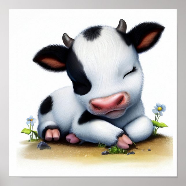 Poster Imagem em 3D de uma Vaca Holstein Jovem (Frente)
