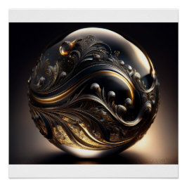 Pôster Imagem Fantasia de uma Bola Cinza Transparente Com