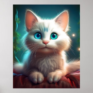 Poster Imagem Fantástica De Um Jovem Gato Albino
