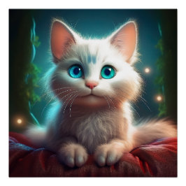 Pôster Imagem Fantástica De Um Jovem Gato Albino