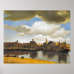 Poster Imagem holandesa do vintage, Vermeer, vista de