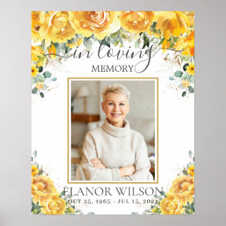 Poster Imagem Memorial de Funeral Floral Amarela Foto
