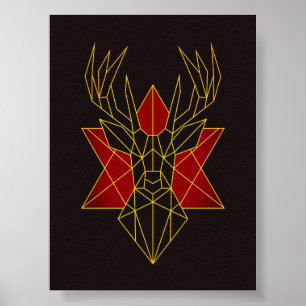 Poster Imagem moderna de veados vermelhos de arte geométr