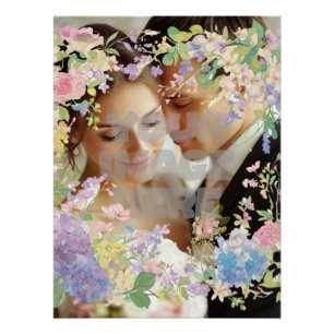 Pôster Imagem Personalizável de Borda de Casamento Floral