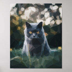 Poster Imagem Pixelada de Gato Preto Mau
