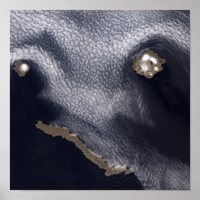 Poster Imagem por satélite da ilha Semisopochnoi (Frente)