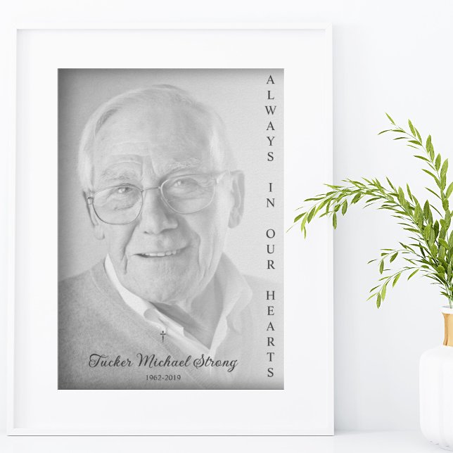 Poster Imagem Preta e Branca para Serviço Funeral (Criador carregado)