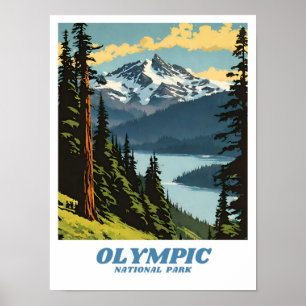 Poster Imagem retrô estética do Parque Nacional da olimpi