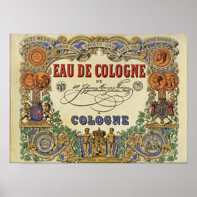 Pôster Imagem Romântica de Perfume Parisiense 1868 (Frente)