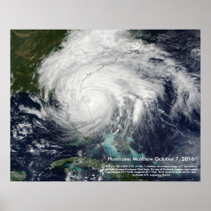 Poster Imagem satélite de Matthew do furacão por St