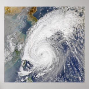 Pôster Imagem satélite de um tufão