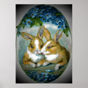 Poster Imagem Textured coelhinhos da Páscoa do vintage,