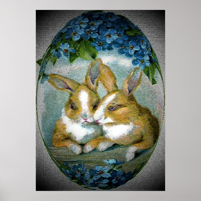 Poster Imagem Texturizada de Bunnies de Páscoa Vintage, Z (Frente)