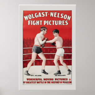 Poster Imagens Antigas de Boxe de 1916 em Estilo de Filme