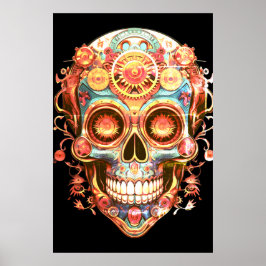 Poster Imagens de Caveira de Açúcar Cara Sorridente Brilh