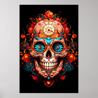 Poster Imagens de Caveira de Açúcar com Olhos Azuis Cara