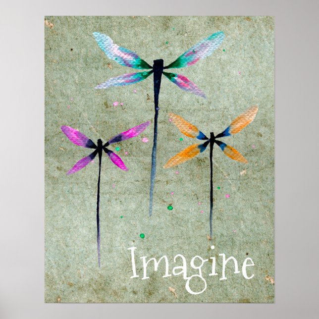 Poster Imagine a ilustração do slogan da Dragonfly (Frente)