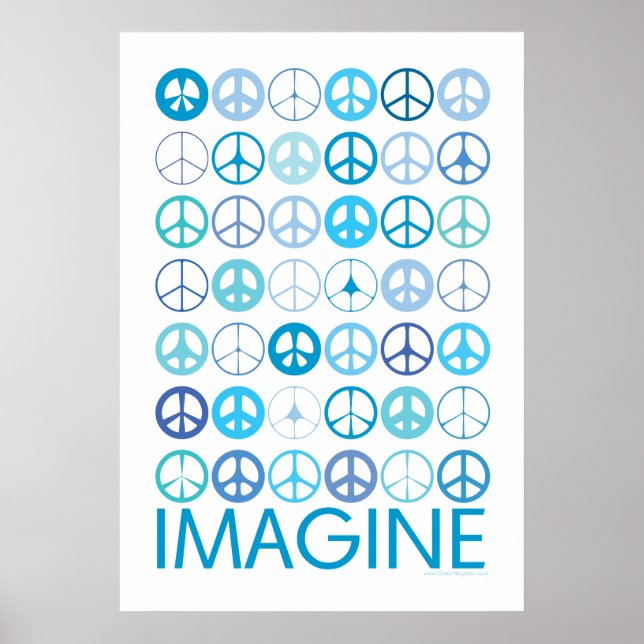 Pôster IMAGINE - Blue International Peace Signs (Frente)