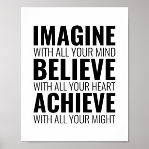 Poster Imagine com toda a sua mente Citação Motivacio