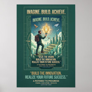 Poster Imagine Construir Alcançar Motivação Progresso Pro