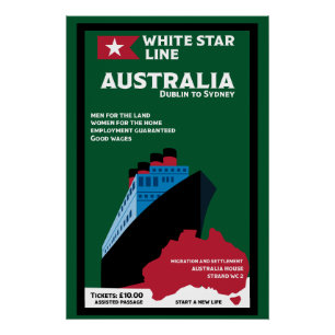 Pôster Imigração Australiana - Arte Vintage