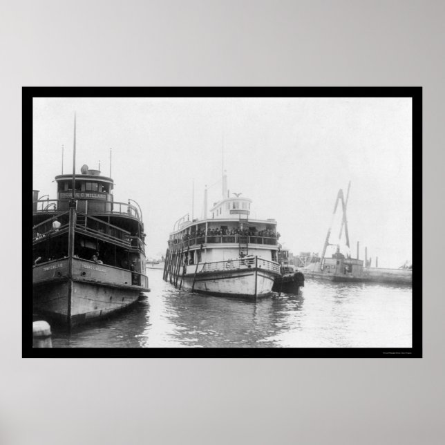 Pôster Imigrantes de Carregando Barge na Ilha Ellis, Nova (Frente)