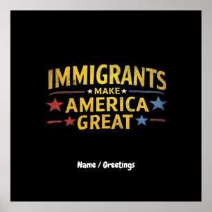 Poster Imigrantes Fazem a América Grande Celebrando a Igu