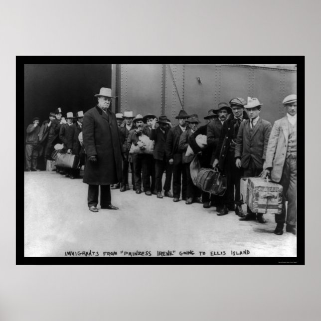 Pôster Imigrantes indo para Ellis Island 1911 (Frente)