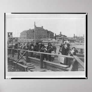 Pôster Imigrantes novos que aterram no Ellis Island New