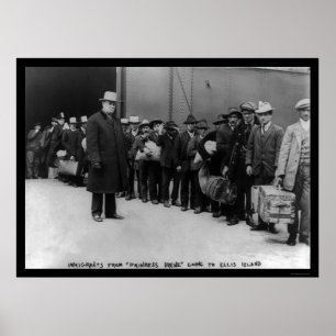 Pôster Imigrantes que vão ao Ellis Island 1911