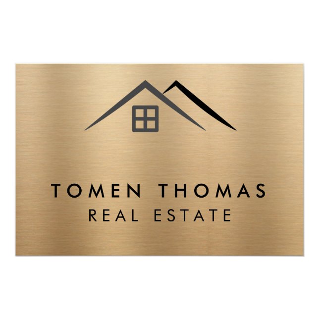 Pôster Imobiliário Dourado Metálico Luxurioso (Frente)