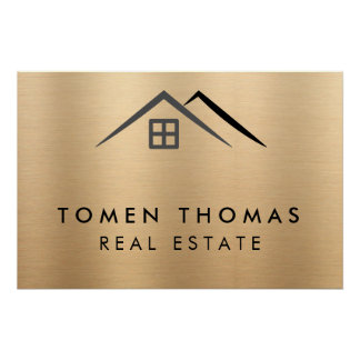 Pôster Imobiliário Dourado Metálico Luxurioso