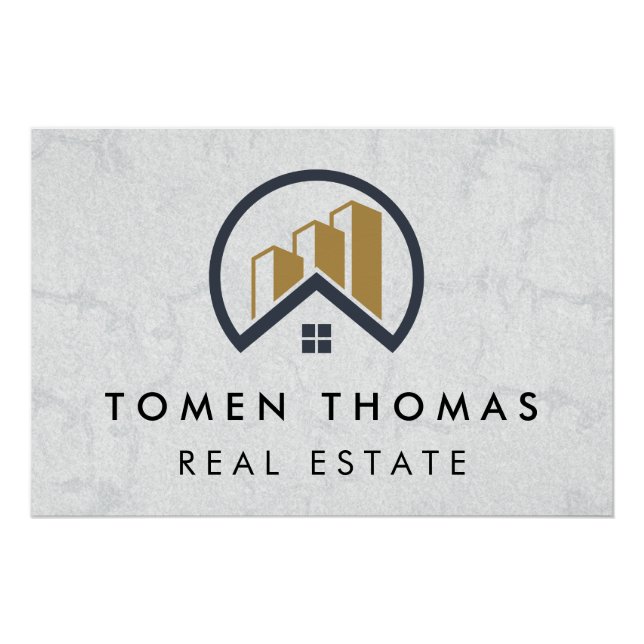 Pôster Imóveis Brancos Modernos Elegantes (Frente)