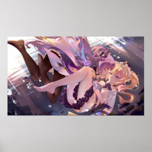 Poster Impacto de Keqing e Barbara Genshin