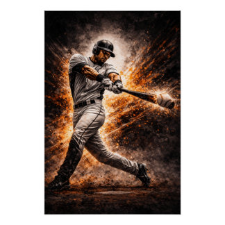 Pôster Impacto Implacável – Poster de Swing de Beisebol P