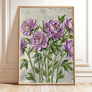 Poster Impasto de Peônia Moderna em Tela Arte de Parede