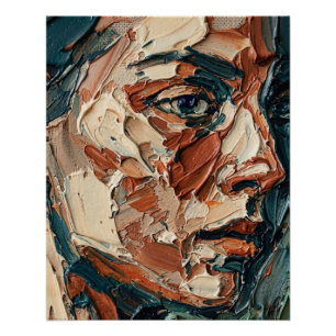 Pôster Impasto Oil Painting Textured Portrait Art Print