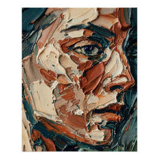 Pôster Impasto Oil Painting Textured Portrait Art Print