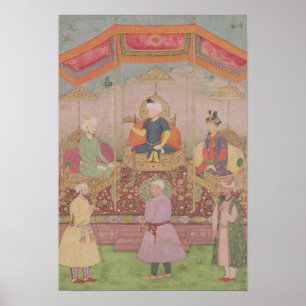 Poster Imperador Babur de Mughal e seu filho, Humayan