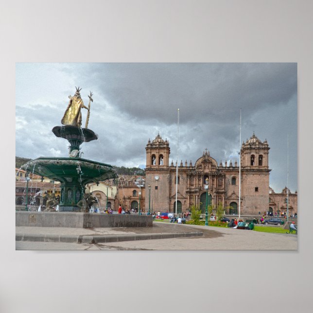Poster Imperador Inca, Estátua Pachacuti, Cusco, Peru (Frente)