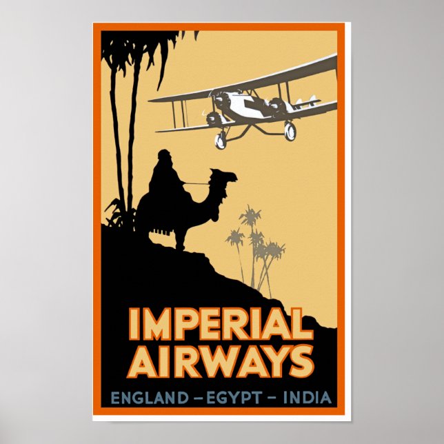 Poster Imperial Airways ~ England - Egito - Índia (Frente)