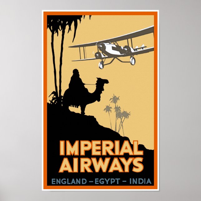 Pôster Imperial Airways ~ England - Egito - Índia (Frente)