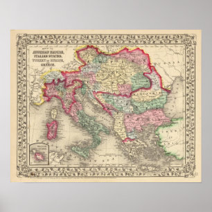Poster Império austríaco, Italia, Turquia em Europa,